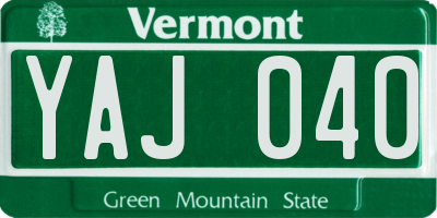 VT license plate YAJ040