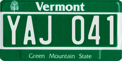 VT license plate YAJ041