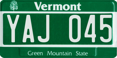 VT license plate YAJ045