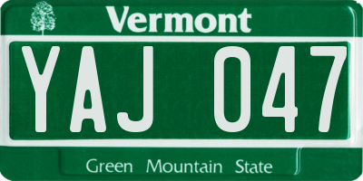 VT license plate YAJ047