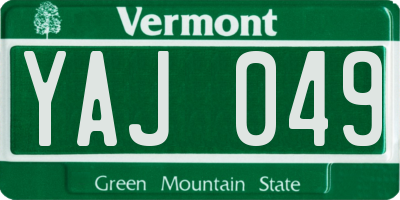 VT license plate YAJ049