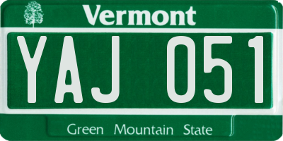 VT license plate YAJ051