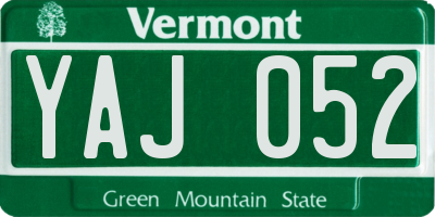 VT license plate YAJ052