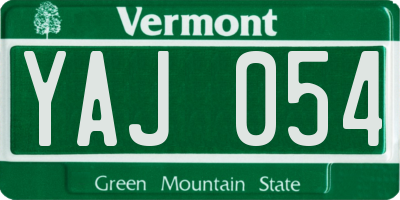 VT license plate YAJ054