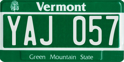 VT license plate YAJ057
