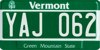 VT license plate YAJ062