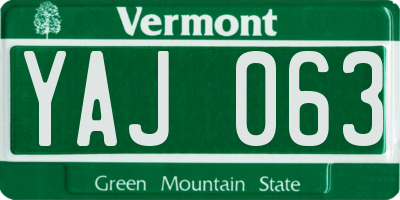 VT license plate YAJ063