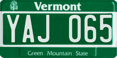 VT license plate YAJ065
