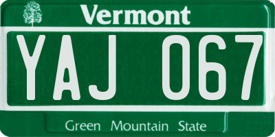 VT license plate YAJ067