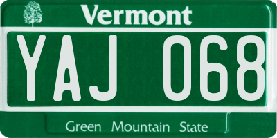 VT license plate YAJ068