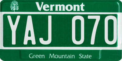VT license plate YAJ070