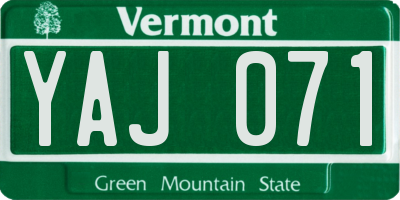 VT license plate YAJ071