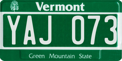 VT license plate YAJ073
