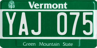 VT license plate YAJ075