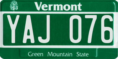 VT license plate YAJ076