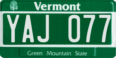 VT license plate YAJ077