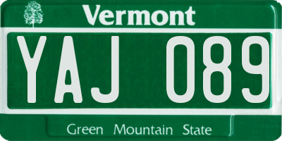 VT license plate YAJ089