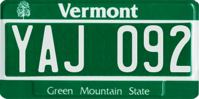 VT license plate YAJ092