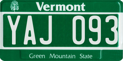 VT license plate YAJ093