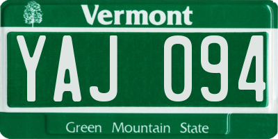 VT license plate YAJ094