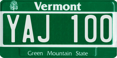 VT license plate YAJ100