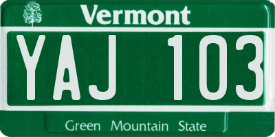 VT license plate YAJ103