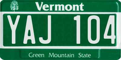 VT license plate YAJ104