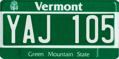 VT license plate YAJ105