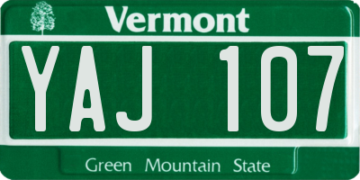 VT license plate YAJ107