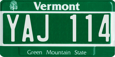 VT license plate YAJ114