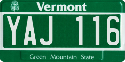 VT license plate YAJ116