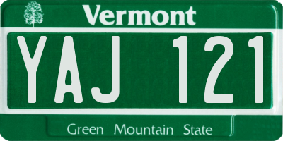 VT license plate YAJ121
