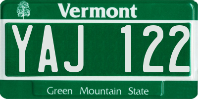 VT license plate YAJ122