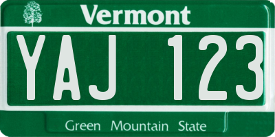 VT license plate YAJ123