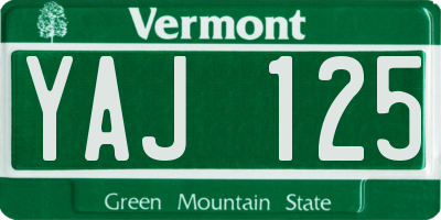 VT license plate YAJ125