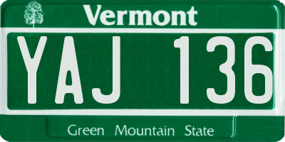 VT license plate YAJ136