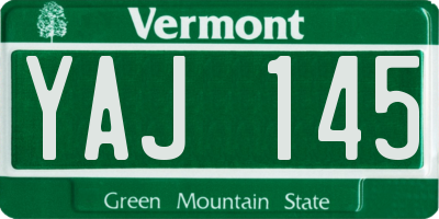 VT license plate YAJ145
