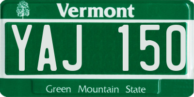VT license plate YAJ150