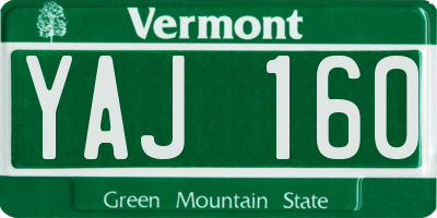 VT license plate YAJ160
