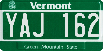 VT license plate YAJ162