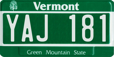 VT license plate YAJ181