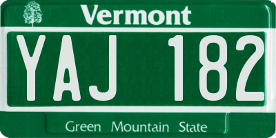 VT license plate YAJ182