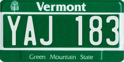 VT license plate YAJ183