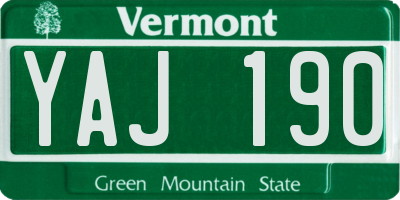 VT license plate YAJ190