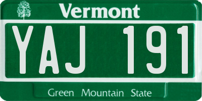 VT license plate YAJ191