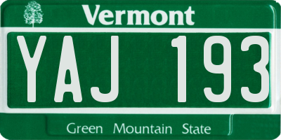 VT license plate YAJ193