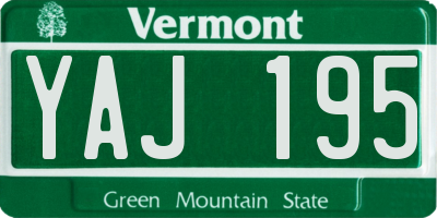 VT license plate YAJ195