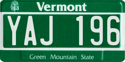 VT license plate YAJ196