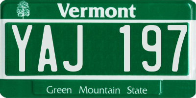 VT license plate YAJ197