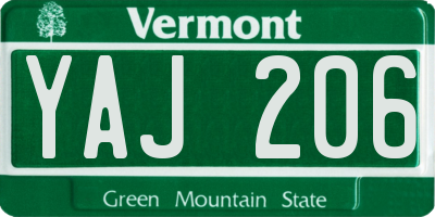 VT license plate YAJ206